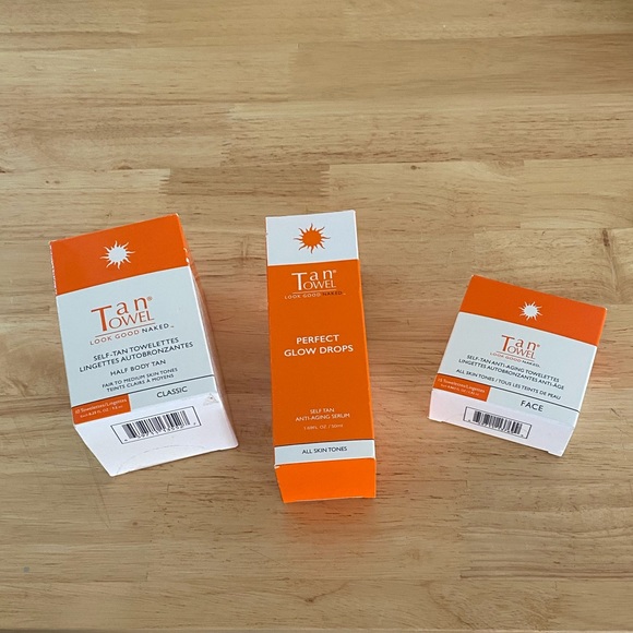 Tan Towel look good naked 3 pcs face towels, 1/2 body towels & perfect glow drop - Picture 1 of 9